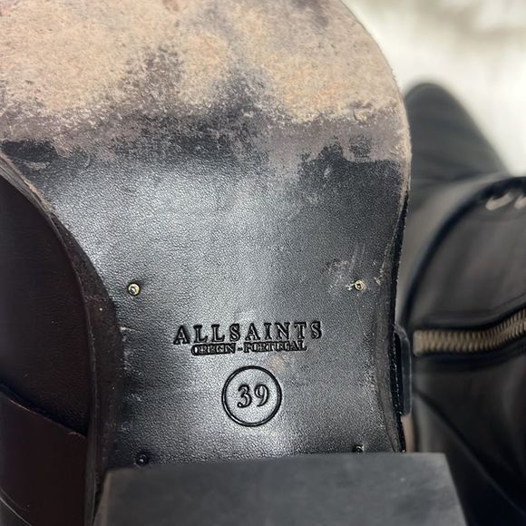 All Saints Katy Leather Ankle Booties Shoes 39 B7 - Picture 13 of 14